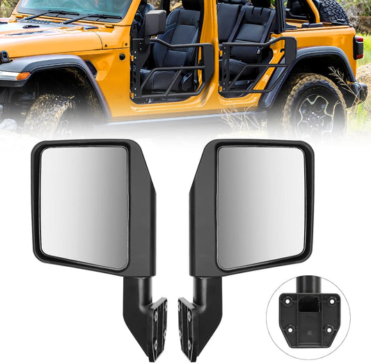 Karite Fits Wrangler Rearview Mirror for Suparee Half Doors Fits for Wrangler TJ JK JL Gladiator JT 97-24 - 1 Pair, Textured Black