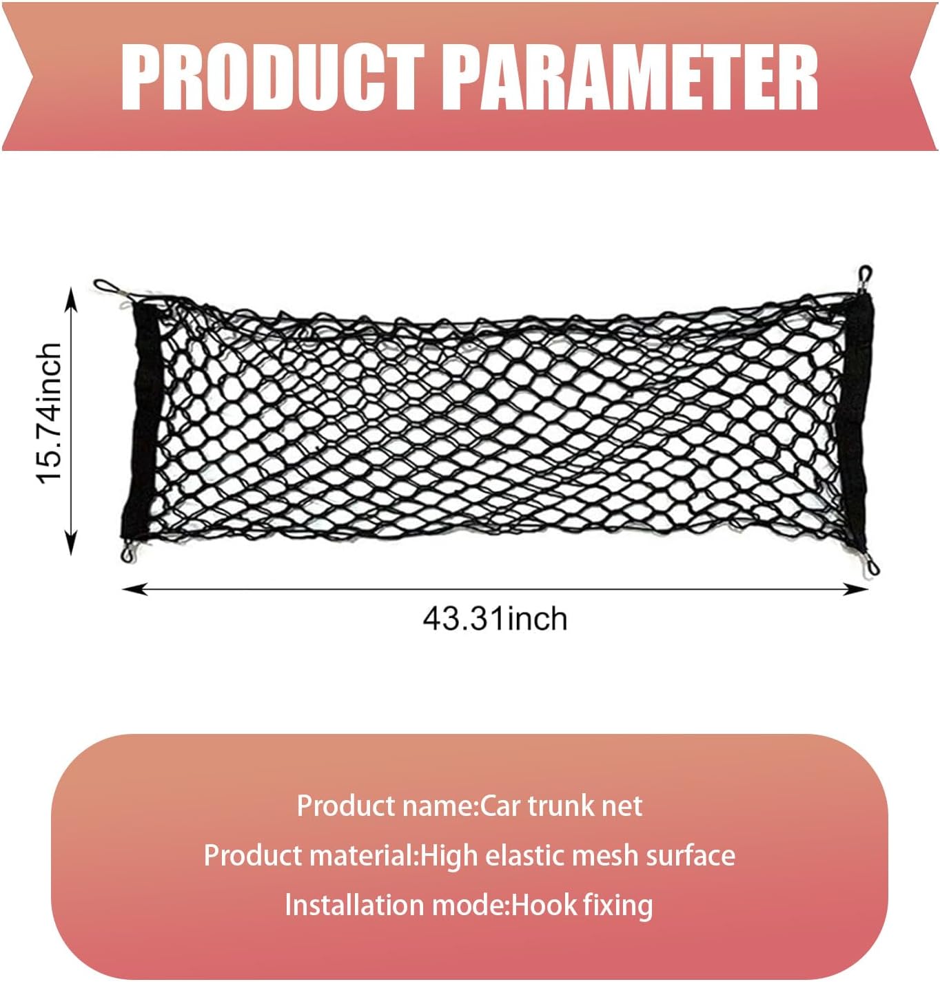 Karite Car Trunk Luggage Net, 43.3" x 15.74" Adjustable Elastic Dual Layer Flat-Lay Storage Net with Installation Tool, Vehicle Organizer Accessories, Suitable for SUVs Cars RVs Trailers (Black)