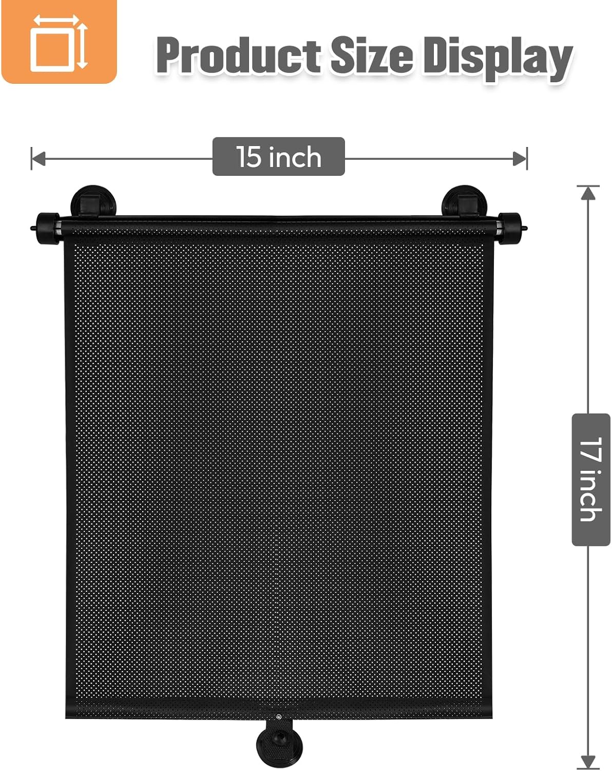 Karite 4 Pack Car Side Window Sun Shade - Retractable Car Roller Sunshadewith Reinforced Suction Cups, Drop Down UV Interior Sunshade, Stroller Window Sunshade (15" x 17")