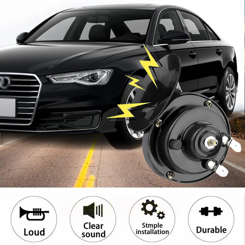 Karite Car Horn Electric Snail Horn - 2PCS 300DB Super Loud Train Horns High Tone/Low Tone Twin Horn Kit,for Any 12V Vehicles Cars Motorcycle Trucks Boats Lorrys (Black)