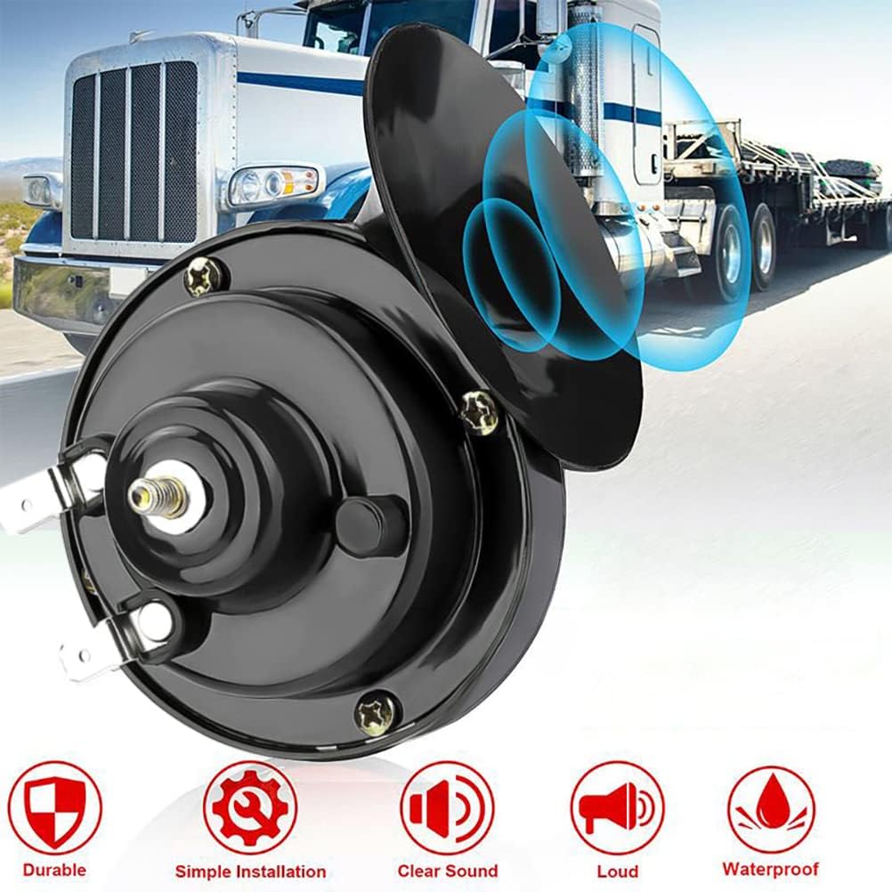 Karite Car Horn Electric Snail Horn - 2PCS 300DB Super Loud Train Horns High Tone/Low Tone Twin Horn Kit,for Any 12V Vehicles Cars Motorcycle Trucks Boats Lorrys (Black)
