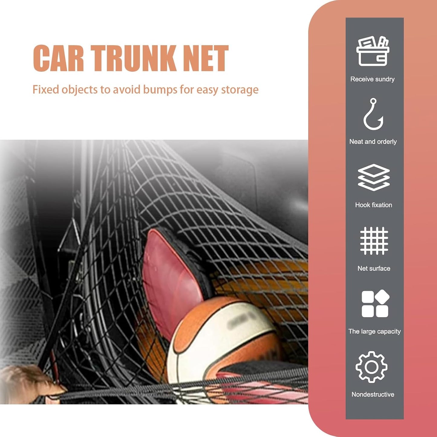 Karite Car Trunk Luggage Net, 43.3" x 15.74" Adjustable Elastic Dual Layer Flat-Lay Storage Net with Installation Tool, Vehicle Organizer Accessories, Suitable for SUVs Cars RVs Trailers (Black)