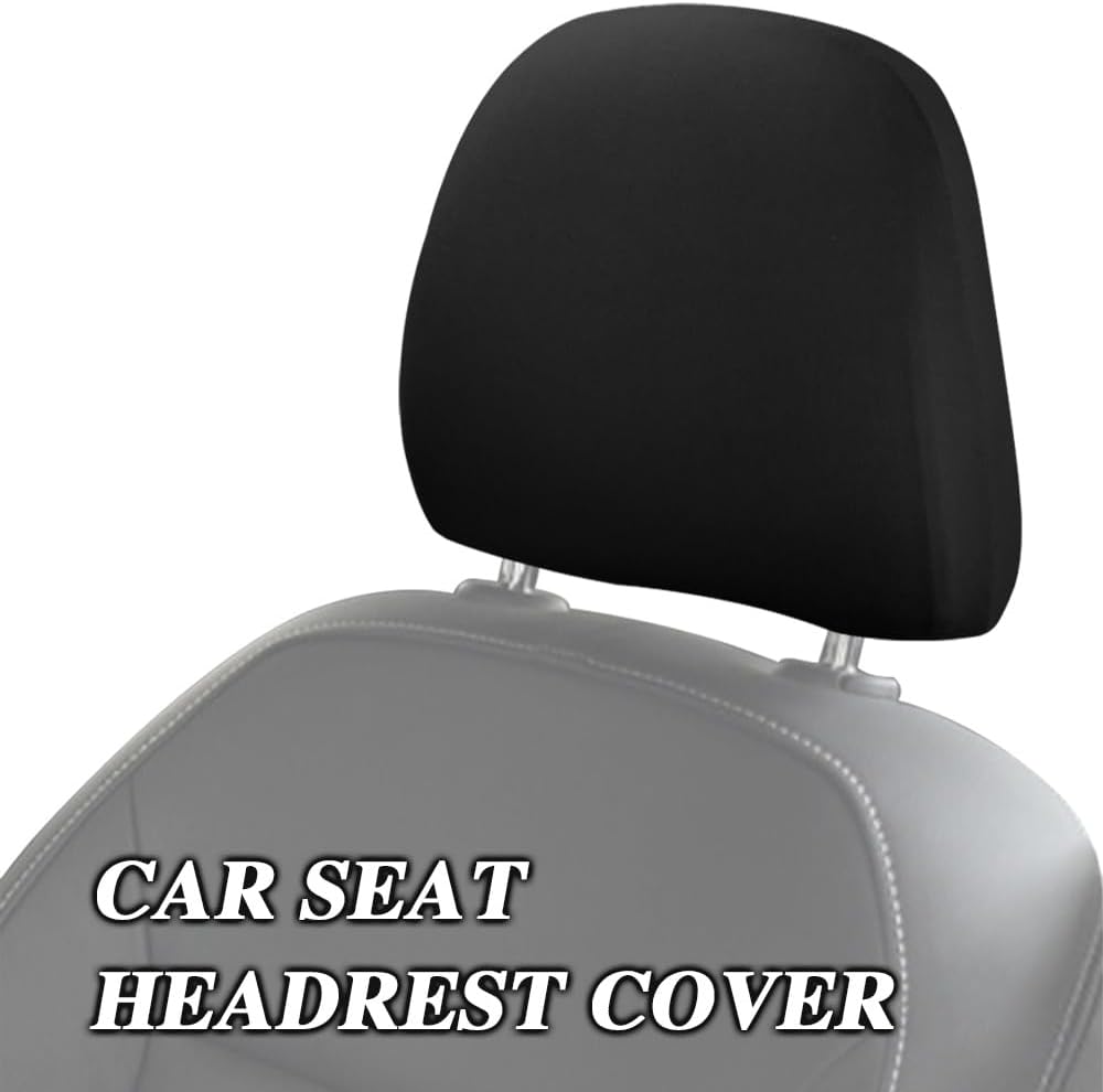 Karite 2PCS Car Seat Headrest Cover, Vehicle Accessories Headrest Cover, Automotive Seat Cover Accessories, Soft Car Head Rest Cover Protector Car Interior Accessories for Most Cars (Black)