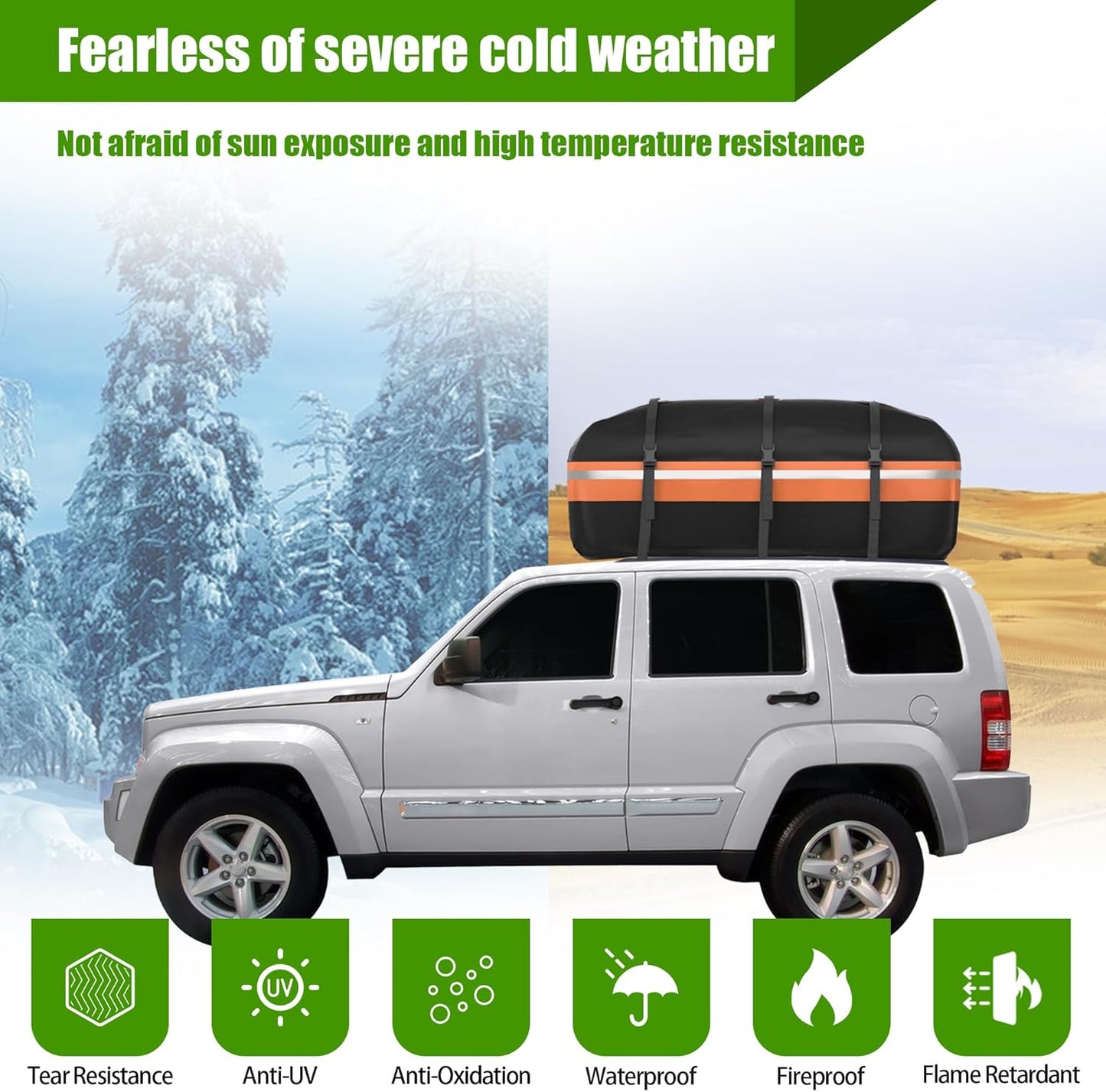 Karite Rooftop Cargo Carrier Soft-Shell Car Top Carrier Waterproof 1000D PVC roof bag luggage rack with Anti-Slip Mat Suitable for cars with flat roofs with/without Racks (21 Cubic Feet)