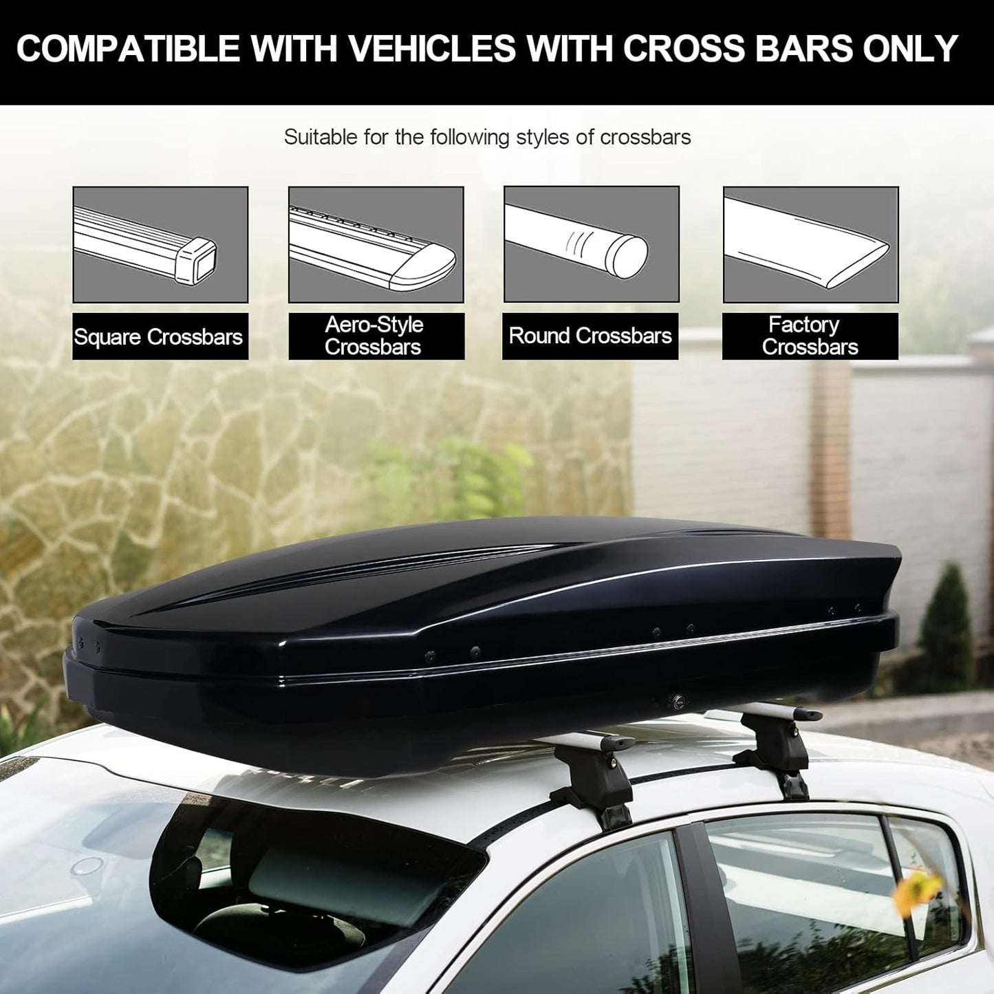 Karite 11.65 cu.ft. Rooftop Cargo Box w/Keys, Hard Shell Dual-Side Opening Waterproof Roof Mount Travel Luggage Storage Cargo Carrier, 55" L x 29.5" W x 12.2" H, for SUV Car Van