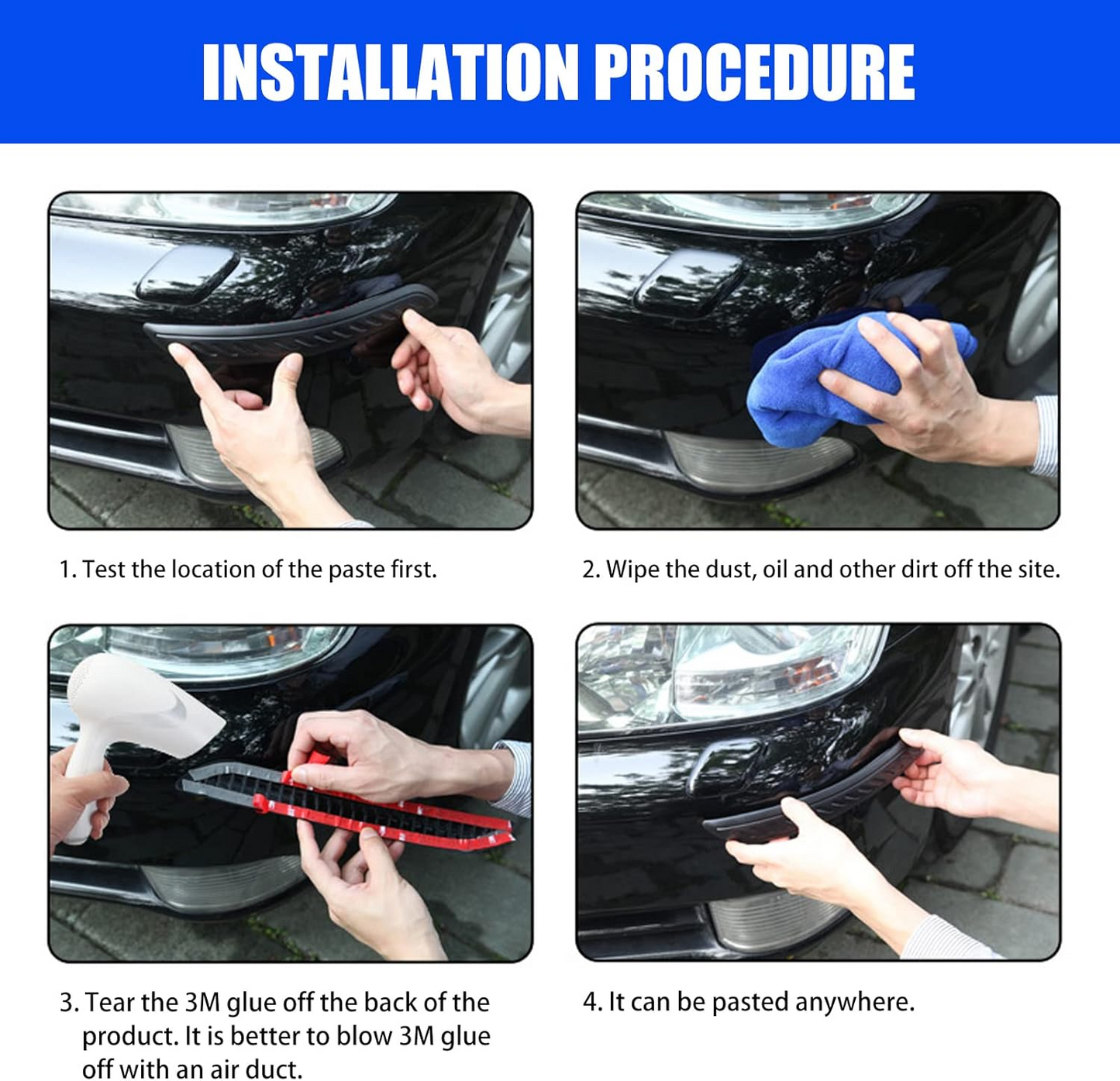 Karite 2 PCS Car Bumper Anti-Scratch Strips, 15.75 Inch Car Body Anti-Collision Stickers, Car Bumper Anti-wear Protection Strips, Universal Car Protection Strips (Black)