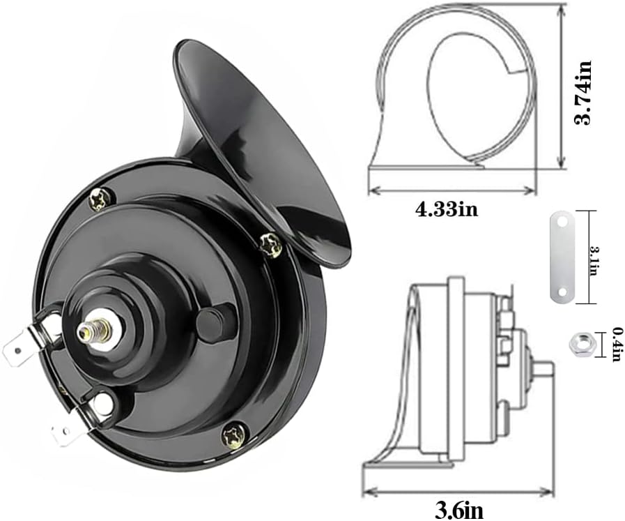 Karite Car Horn Electric Snail Horn - 2PCS 300DB Super Loud Train Horns High Tone/Low Tone Twin Horn Kit,for Any 12V Vehicles Cars Motorcycle Trucks Boats Lorrys (Black)